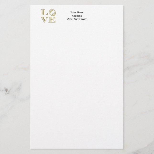 LIEBE Grafischer Text - Imitate Gold Briefpapier (Vorderseite)