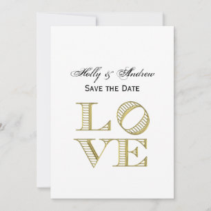 Liebe Grafischer Text - Imitate Gold Einladung