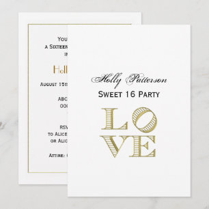 Liebe Grafischer Text - Imitate Gold Einladung