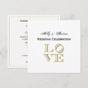 Liebe Grafischer Text - Imitate Gold Einladung