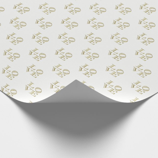 LIEBE Grafischer Text - Imitate Gold Geschenkpapier (Ecke)