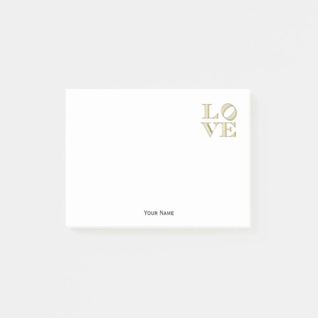 LIEBE Grafischer Text - Imitate Gold Post-it Klebezettel (Vorderseite)