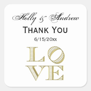 LIEBE Grafischer Text - Imitate Gold Quadratischer Aufkleber