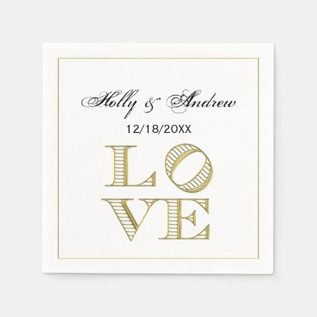 LIEBE Grafischer Text - Imitate Gold Serviette (Vorderseite)