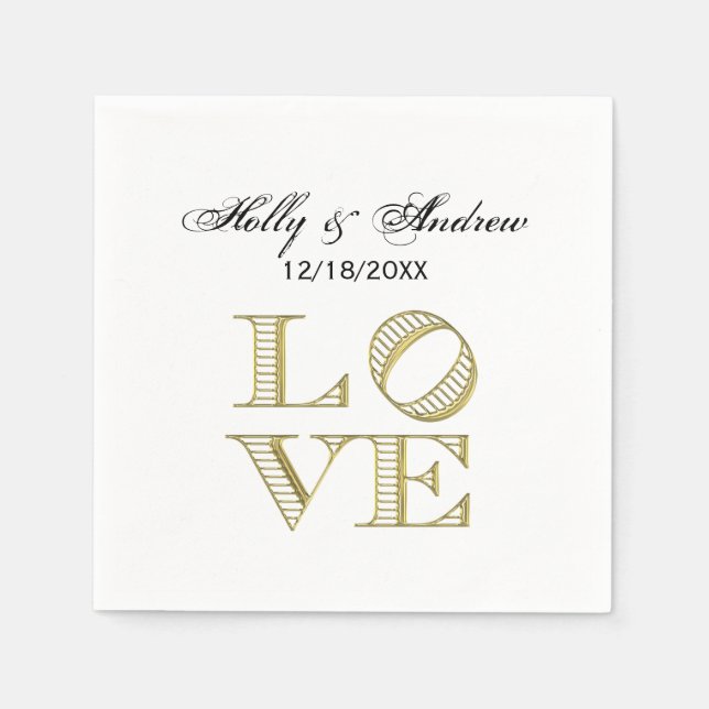 LIEBE Grafischer Text - Imitate Gold Serviette (Vorderseite)