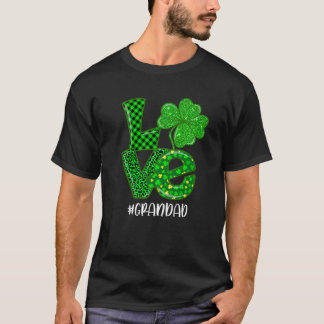 Liebe Grandad St Patrick's Day Green Kariert Leopa T-Shirt