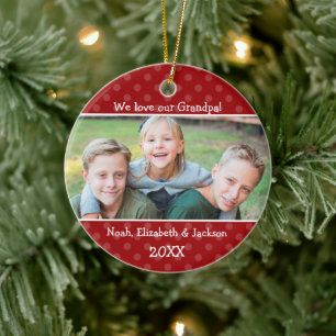 Liebe Grandpa Red Polka Dot Foto Keramikornament