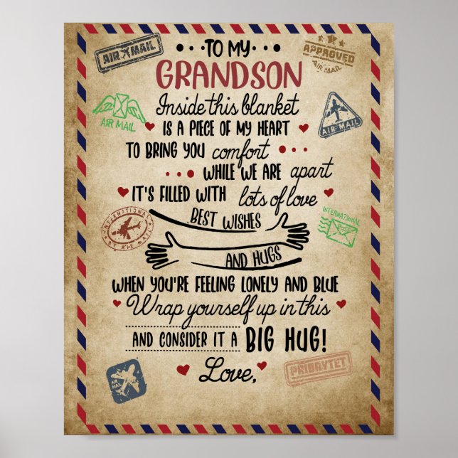 Liebe Grandson | Brief an meinen Enkel von Oma Poster (Vorne)
