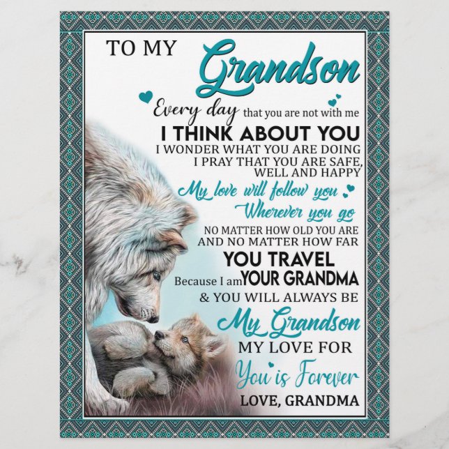 Liebe Grandson| Brief an meinen Großvater von Oma Briefbogen (Vorderseite)