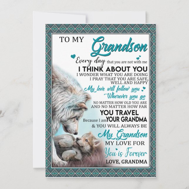 Liebe Grandson| Brief an meinen Großvater von Oma Einladung (Vorderseite)