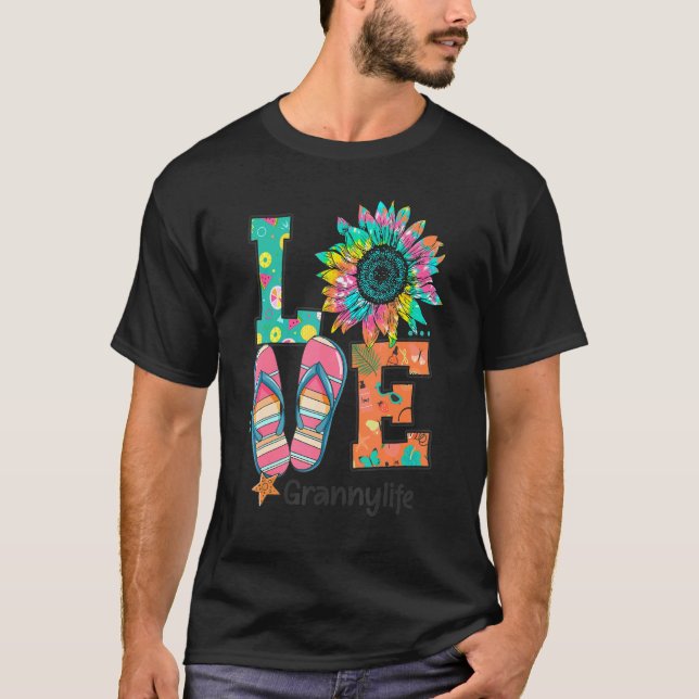 Liebe Granny Life Flip Flops Hippie Sonnenblume So T-Shirt (Vorderseite)