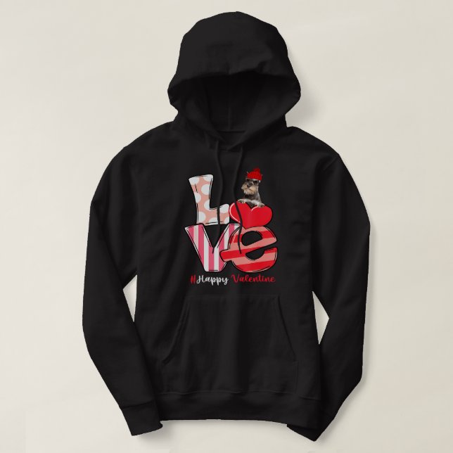 Liebe Gray Miniature Schnauzer Hund mit Hut Valent Hoodie (Design vorne)