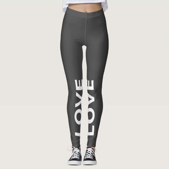 Liebe Gray Monochrome Classic Text Leggings (Vorderseite)