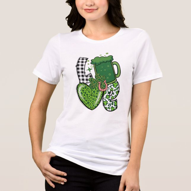 Liebe Green Beer T - Shirt - Funny St Patrick's Da (Vorderseite)