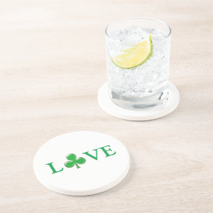 Liebe Green Clover Kleeblatt St. Patrick's Day Getränkeuntersetzer