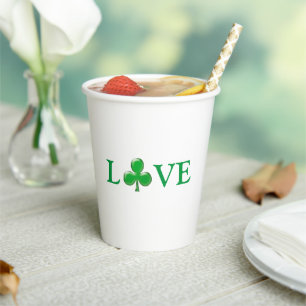 Liebe Green Irish Clover Kleeblatt St. Patrick's D Pappbecher