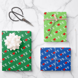 LIEBE Green Lime Green Navy Blue Geschenkpapier Set