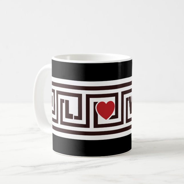 Liebe griechischer Schlüssel Kaffeetasse (Vorderseite Links)
