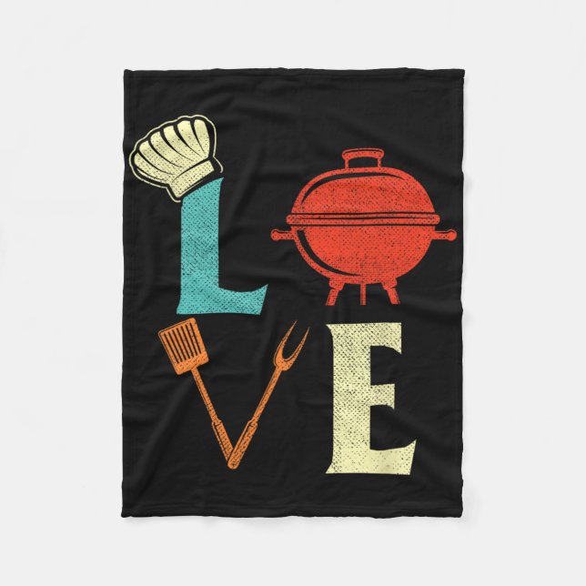 Liebe Grillen Lover Pitmaster Grillgrill Fleecedecke (Vorderseite)