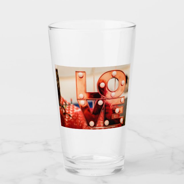 LIEBE (Große rote Schrift) Glas (Vorderseite)