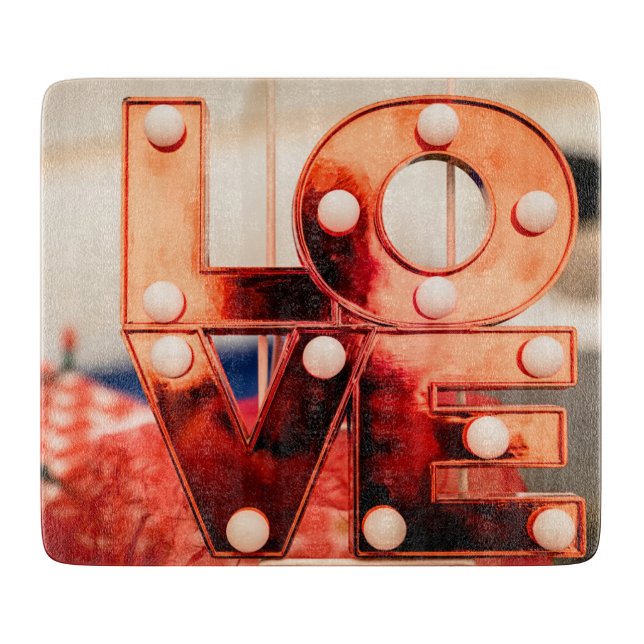 LIEBE (Große rote Schrift) Schneidebrett (Vorderseite)