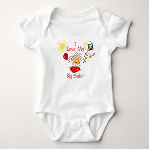 Liebe-große Schwester-Strichmännchen-Mädchen Baby Strampler