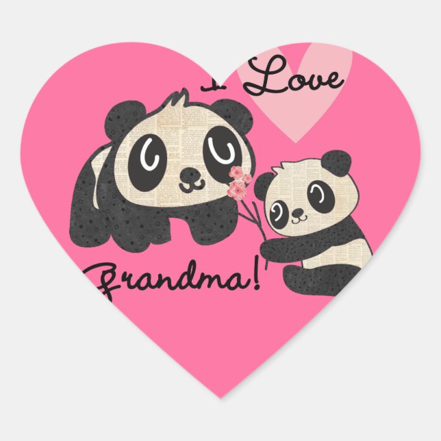 Liebe-Großmutter der Panda-Bärn-I Herz-Aufkleber (Vorderseite)