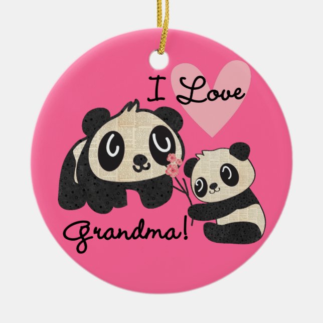 Liebe-Großmutter der Panda-Bärn-I Keramik Ornament (Vorne)