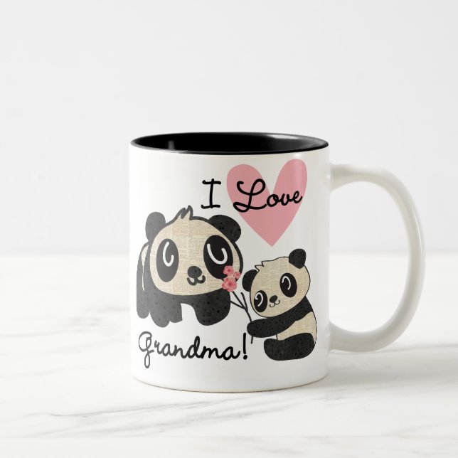 Liebe-Großmutter der Panda-Bärn-I Zweifarbige Tasse (Rechts)