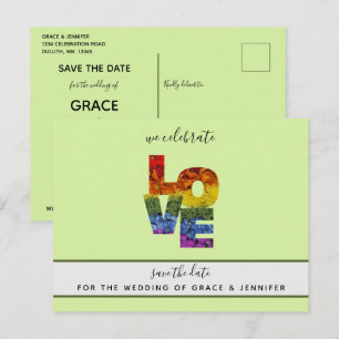 LIEBE Grün Thema gleiche Sex Hochzeit speichern Si Postkarte