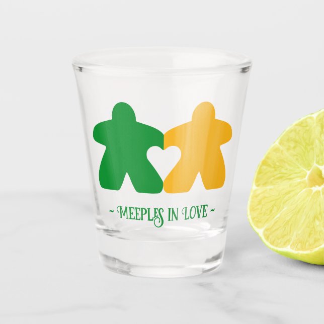 Liebe, Grün- und Gelbschuss Schnapsglas (Vorderseite)