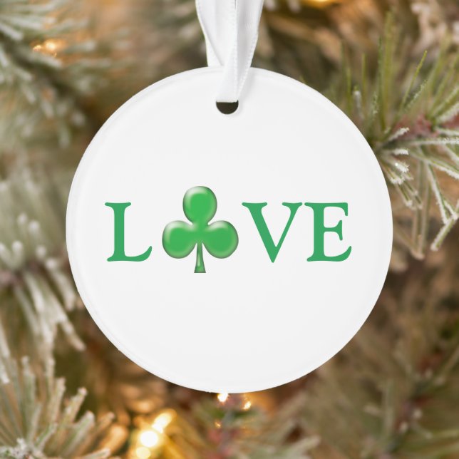 Liebe grün und weiß Irisches Clover Kleeblatt nied Ornament (Baum)