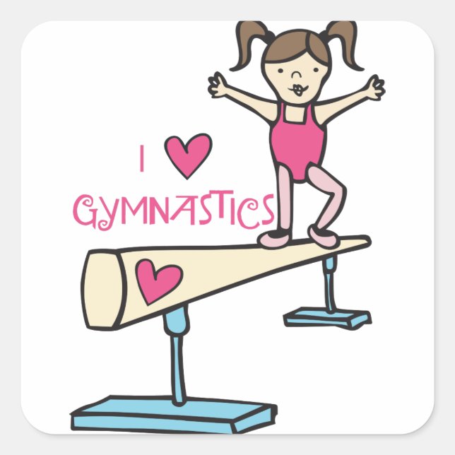 Liebe Gymnastik Quadratischer Aufkleber (Vorderseite)