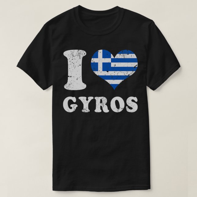Liebe Gyros Griechische Lebensmittelflagge T-Shirt (Design vorne)