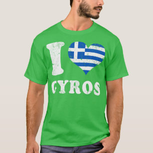 Liebe Gyros Griechische Lebensmittelflagge T-Shirt