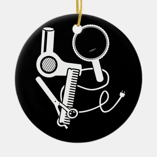 Liebe Haartrockner Schere Friseur Brush Keramik Ornament (Vorne)