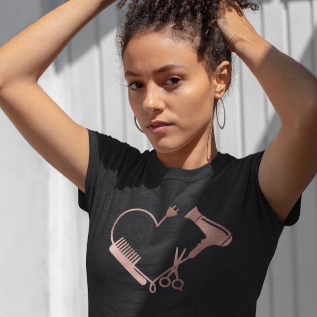 LIEBE Hair Stylist Friseur Rose Gold Scheren T-Shirt (Von Creator hochgeladen)