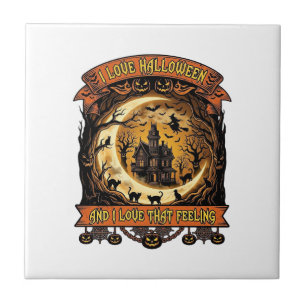 Liebe Halloween Spukhaus Halbmond Schwarz C Fliese