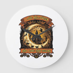 Liebe Halloween Spukhaus Halbmond Schwarz C Große Wanduhr