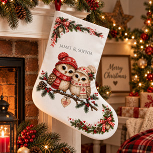 Liebe hält uns warm Skandinavische Weihnachts-Eule Großer Weihnachtsstrumpf