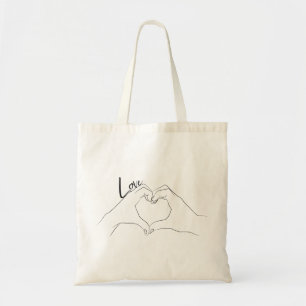 Liebe Hand Heart Line Kunst Zeichnend Niedlich Mod Tragetasche