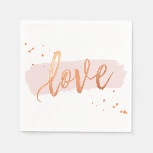 LIEBE HAND LETTERED SCRIPT Typ Kupfer rot Rosa Serviette