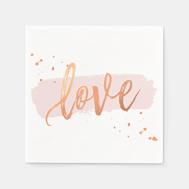 LIEBE HAND LETTERED SCRIPT Typ Kupfer rot Rosa Serviette (Vorderseite)
