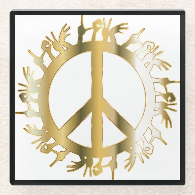LIEBE HANDS PEACE SIGN GLASUNTERSETZER (Vorderseite)