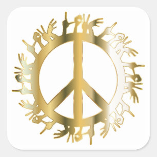 LIEBE HANDS PEACE SIGN QUADRATISCHER AUFKLEBER