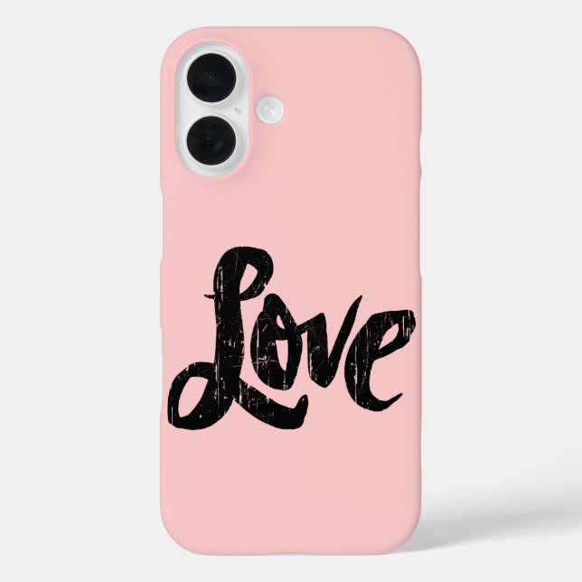 LIEBE Handschrift Paris Chic Pale Pink Valentine iPhone 16 Hülle (Rückseite)