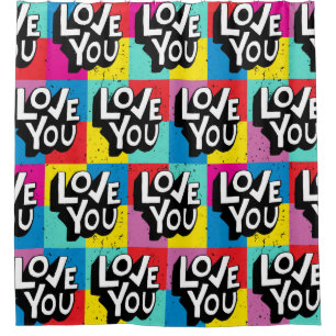 Liebe. Handschriftenmuster für Valentine d Duschvorhang