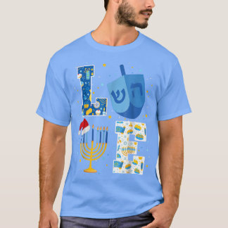 Liebe Hanukkah Dekorationen Dreidel Menorah Chanuk T-Shirt