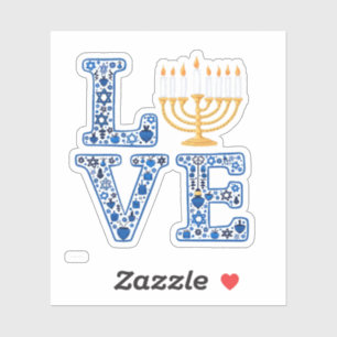 Liebe Hanukkah Jüdischer Urlaub Menorah Aufkleber