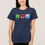 Liebe Hanukkah Tri-Blend Shirt<br><div class="desc">Peace Liebe Hanukkah Frauenfrauen T - Shirt für eine jüdische Person, die Chanukah gerne feiert. Ein hübsches Friedenszeichen, ein Herz und eine wunderschöne Menorah.</div>
